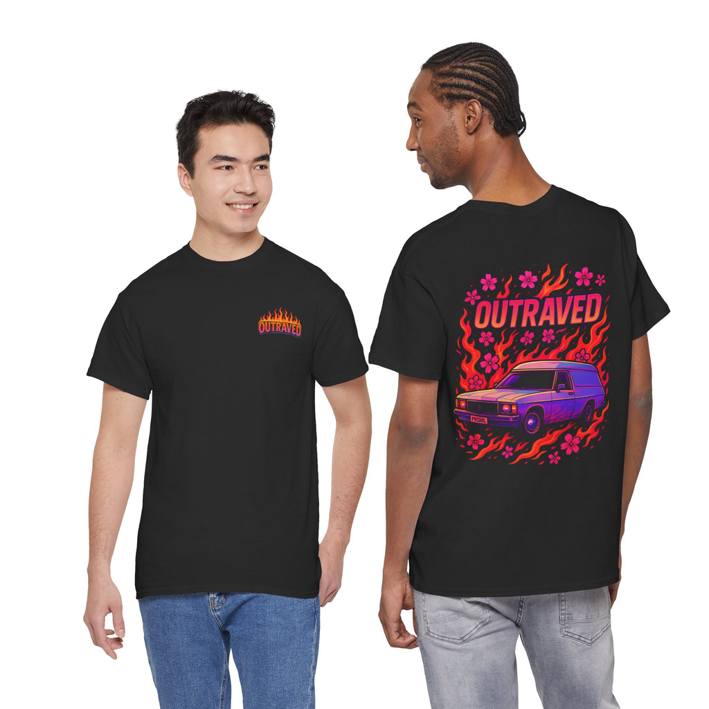 Outraved Car Flames T-Shirt — Retro Van Gogh-Inspired Graphic Tee