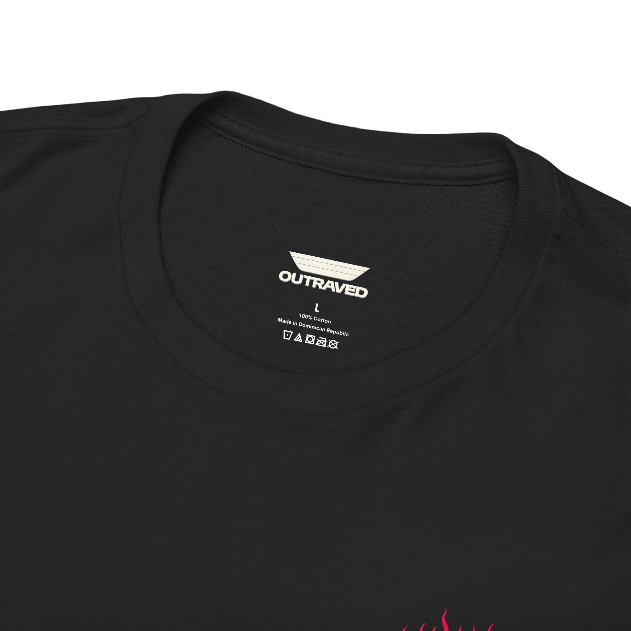 Outraved Wheel Graphic Tee — Vintage Racing Flame Design