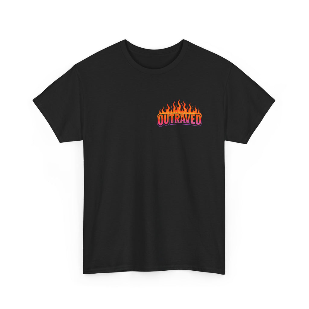 Outraved Car Flames T-Shirt — Retro Van Gogh-Inspired Graphic Tee