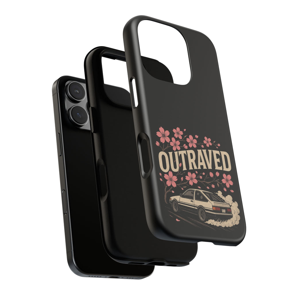 Phone Case — “Outraved” Drift Car Graphic with Cherry Blossoms