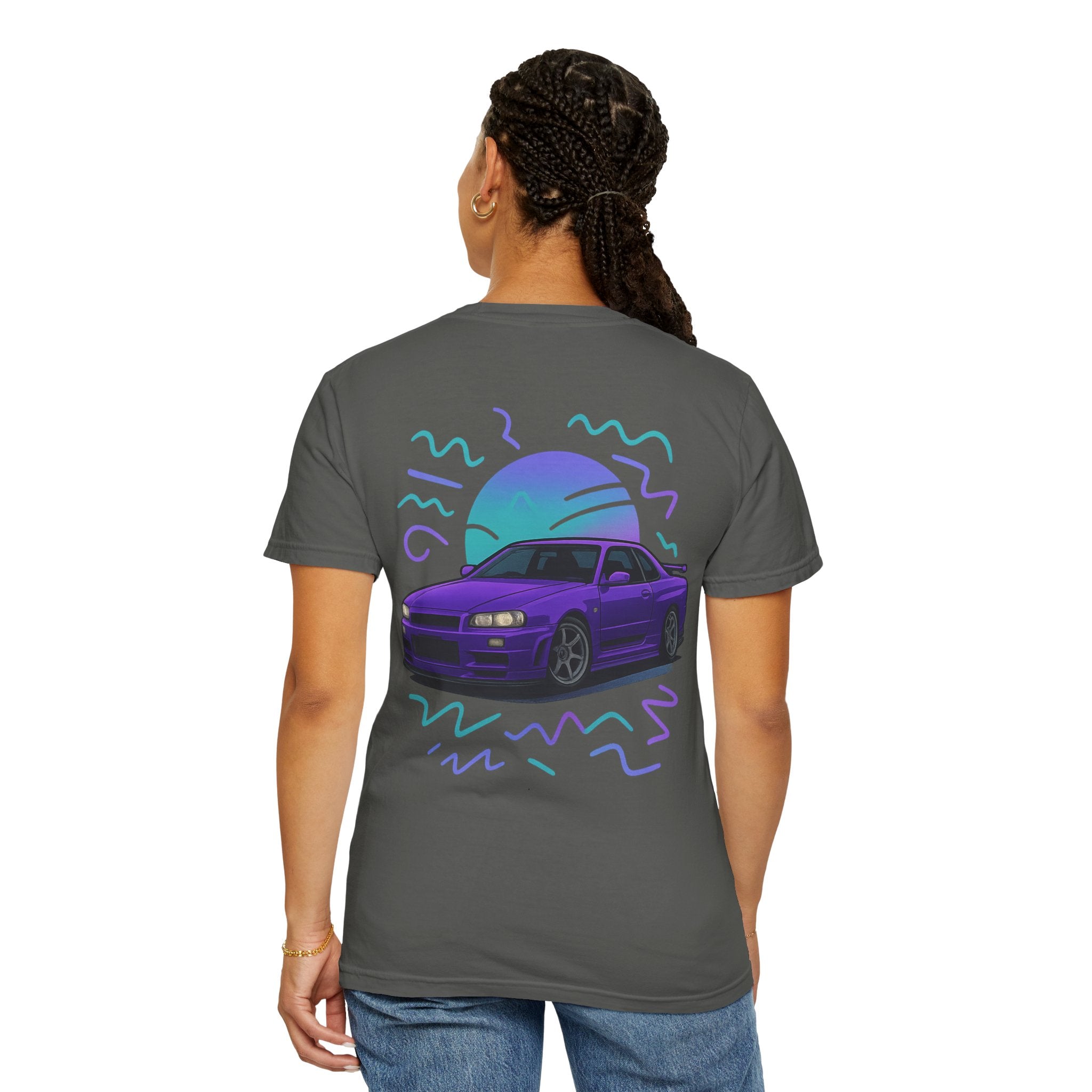 A Retro Skyline R34 T-Shirt — Purple JDM Car Graphic Tee