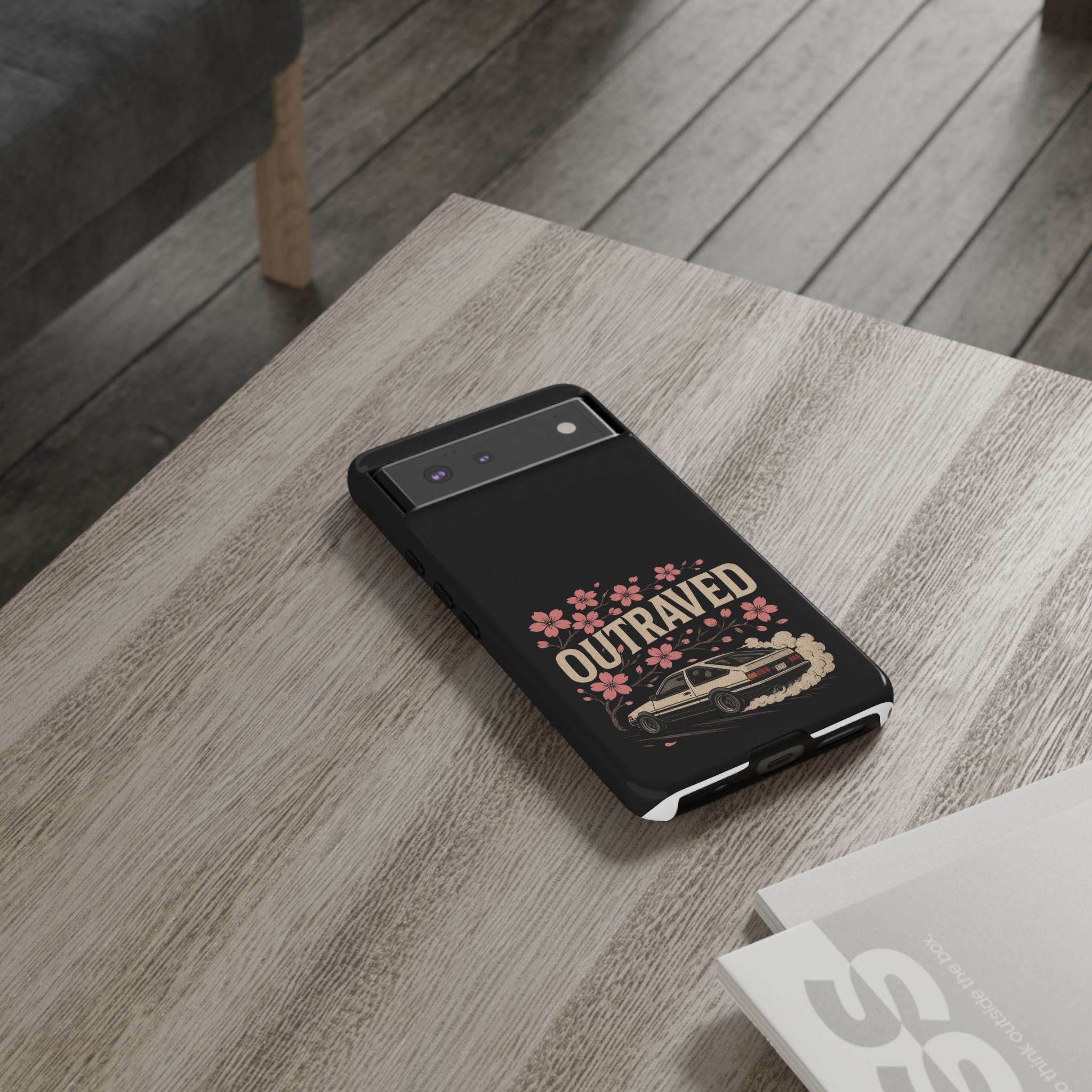 Phone Case — “Outraved” Drift Car Graphic with Cherry Blossoms