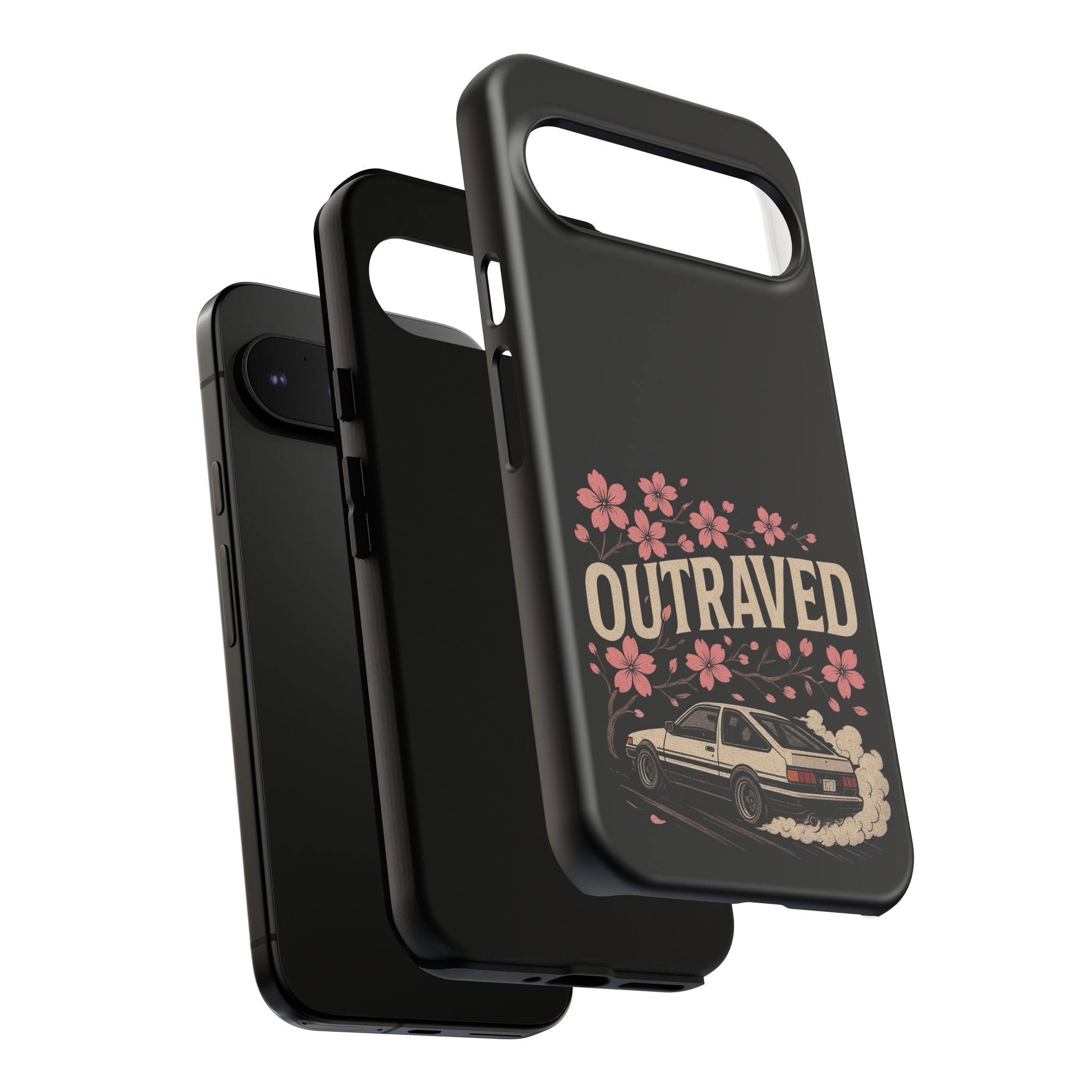 Phone Case — “Outraved” Drift Car Graphic with Cherry Blossoms
