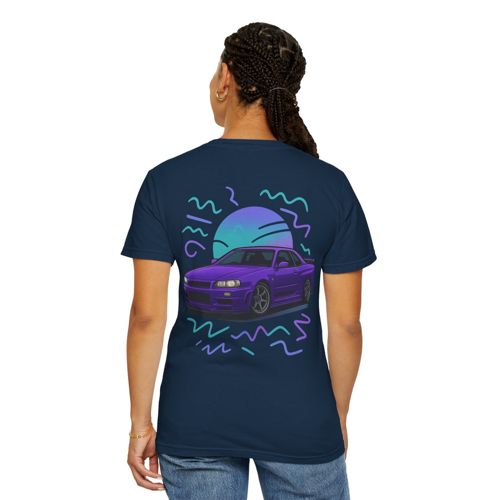 A Retro Skyline R34 T-Shirt — Purple JDM Car Graphic Tee