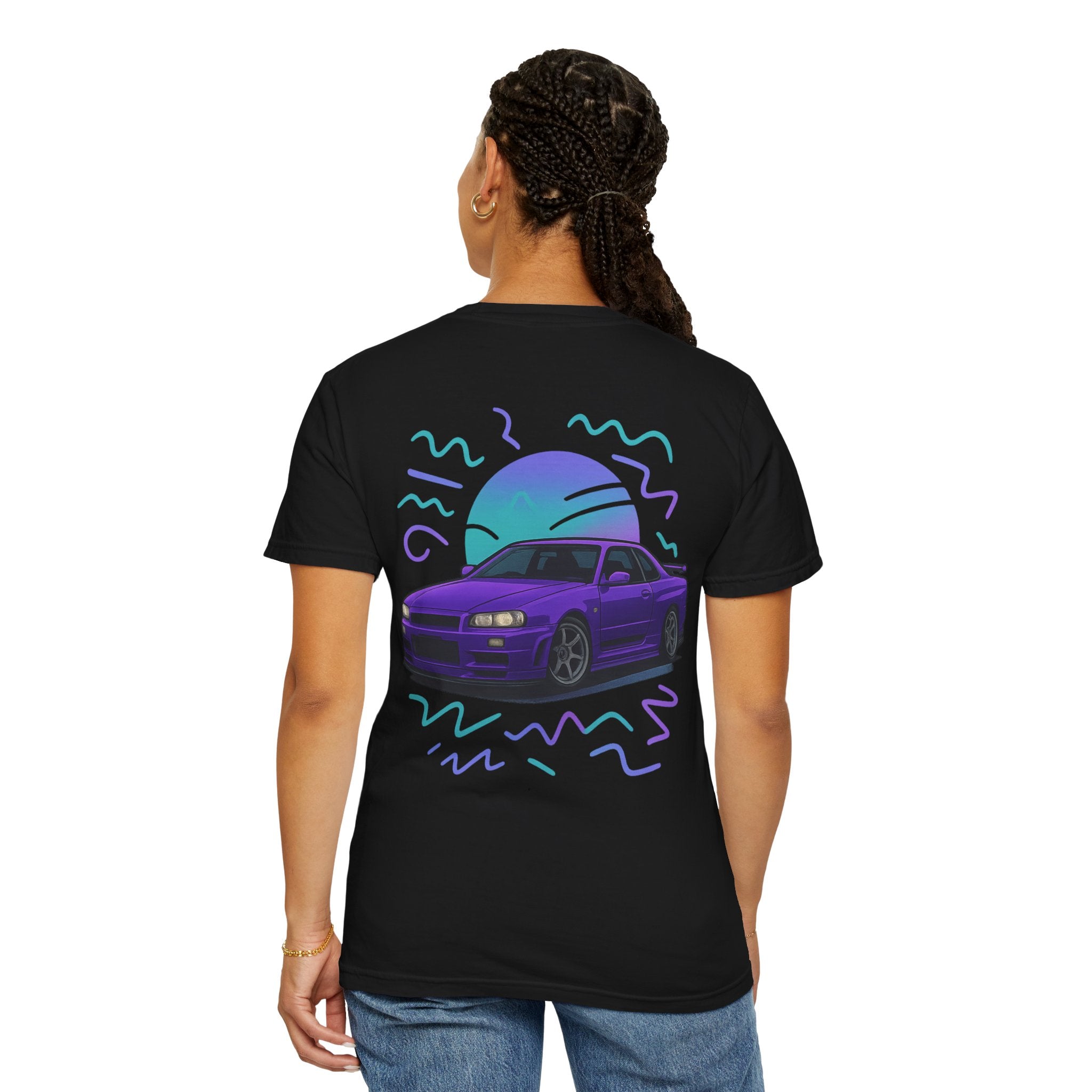 A Retro Skyline R34 T-Shirt — Purple JDM Car Graphic Tee