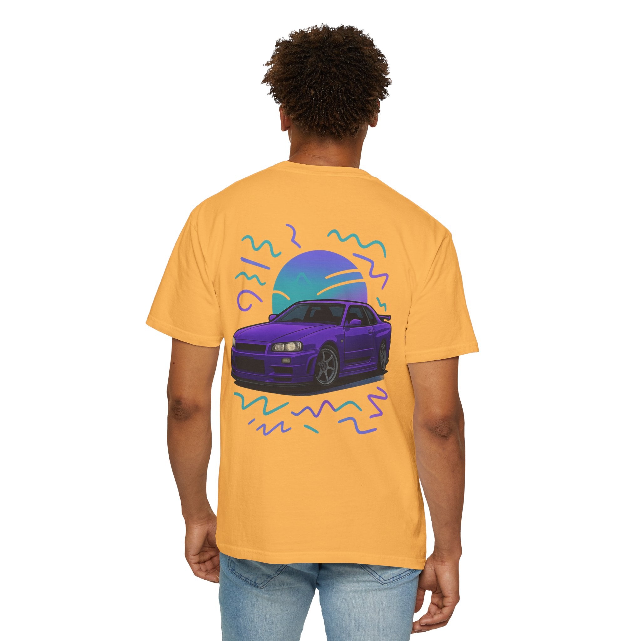 A Retro Skyline R34 T-Shirt — Purple JDM Car Graphic Tee
