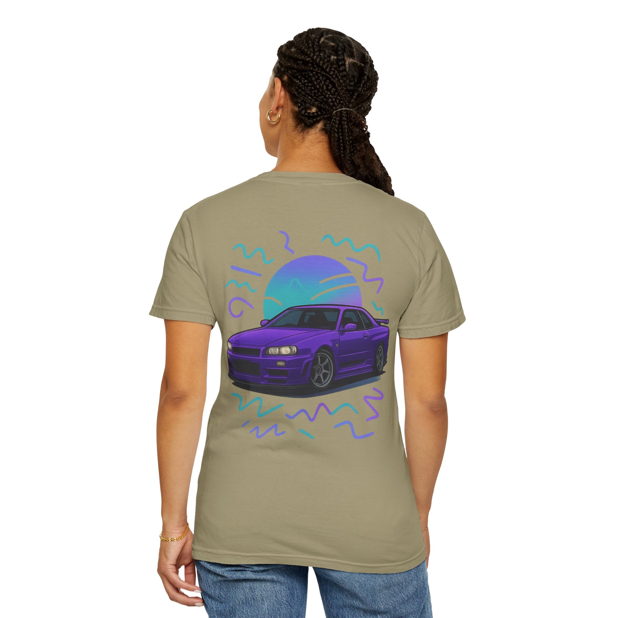 A Retro Skyline R34 T-Shirt — Purple JDM Car Graphic Tee