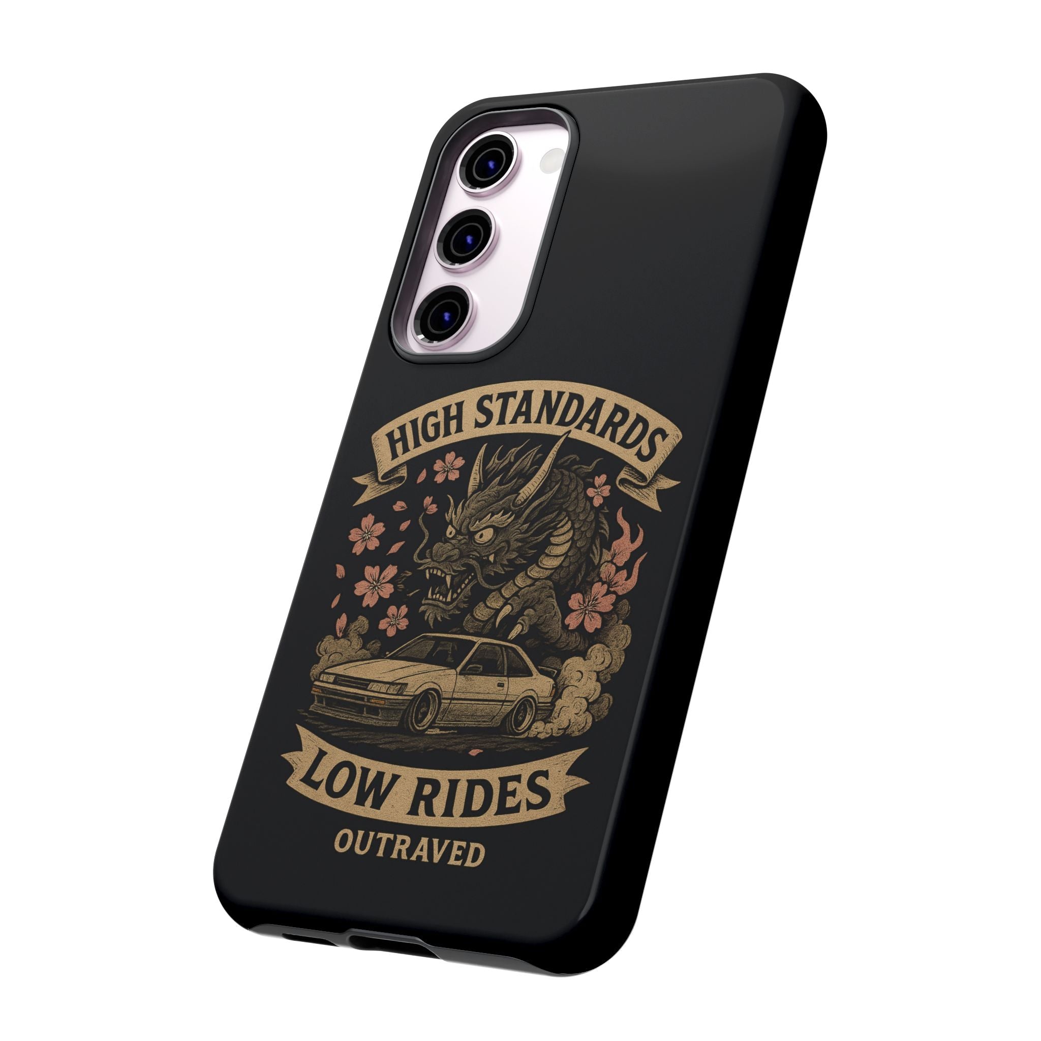 Phone Case — "High Standards Low Rides" Retro Dragon Car Design