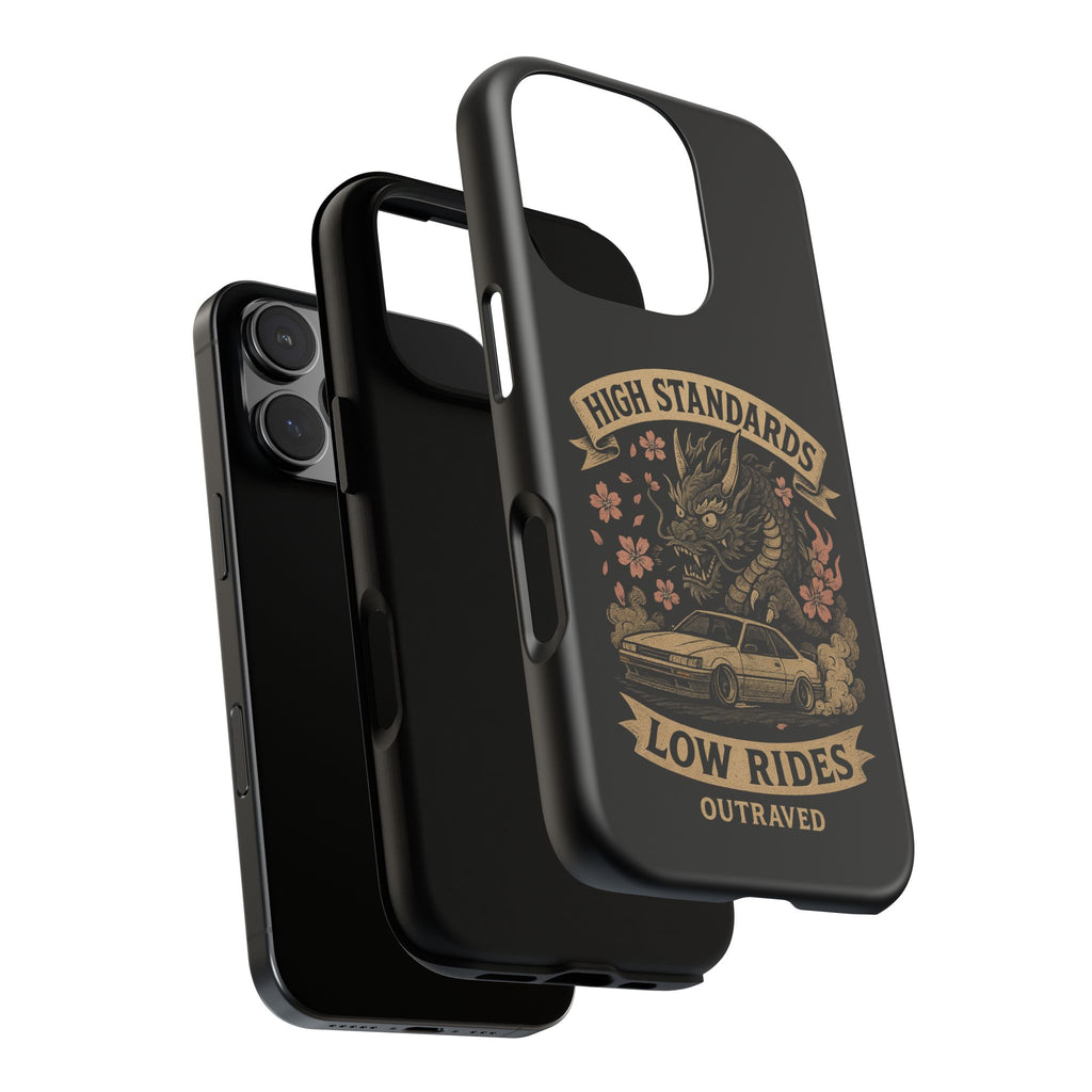 Phone Case — "High Standards Low Rides" Retro Dragon Car Design