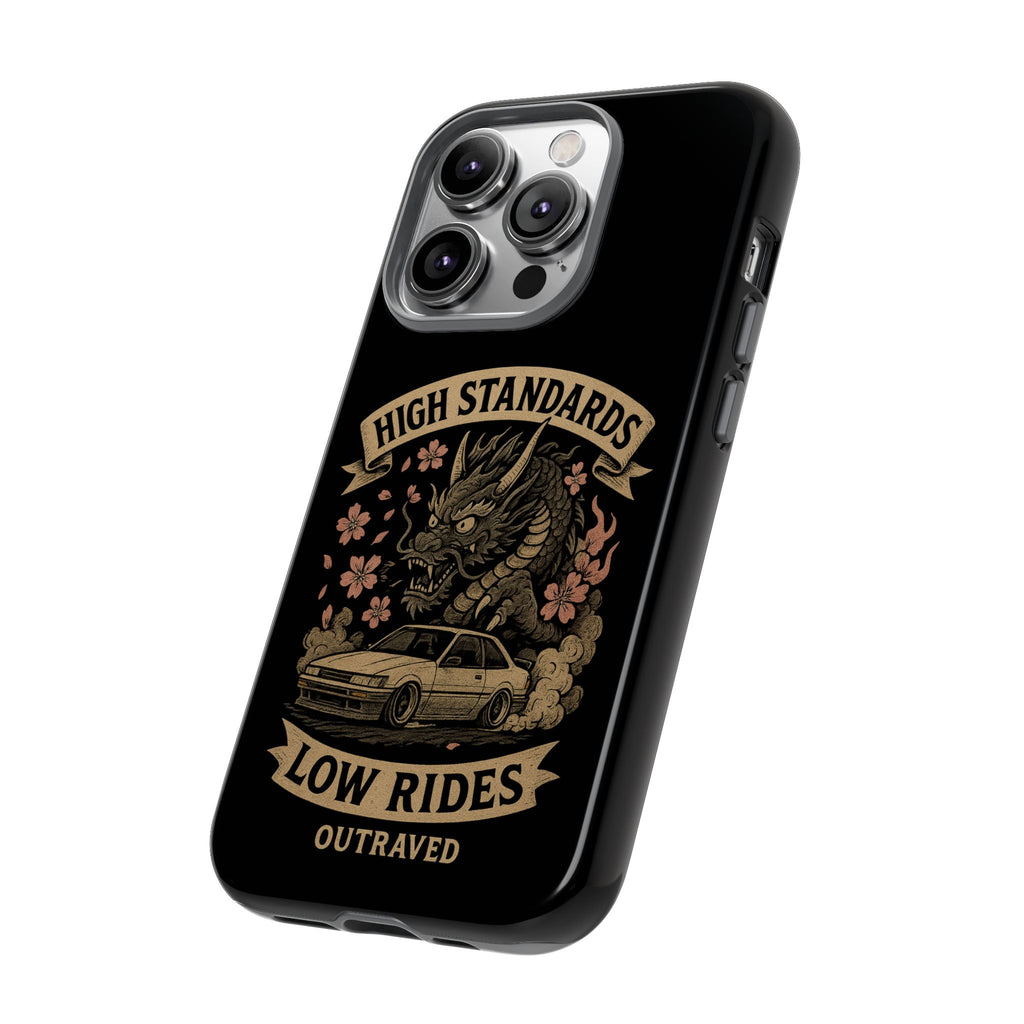 Phone Case — "High Standards Low Rides" Retro Dragon Car Design