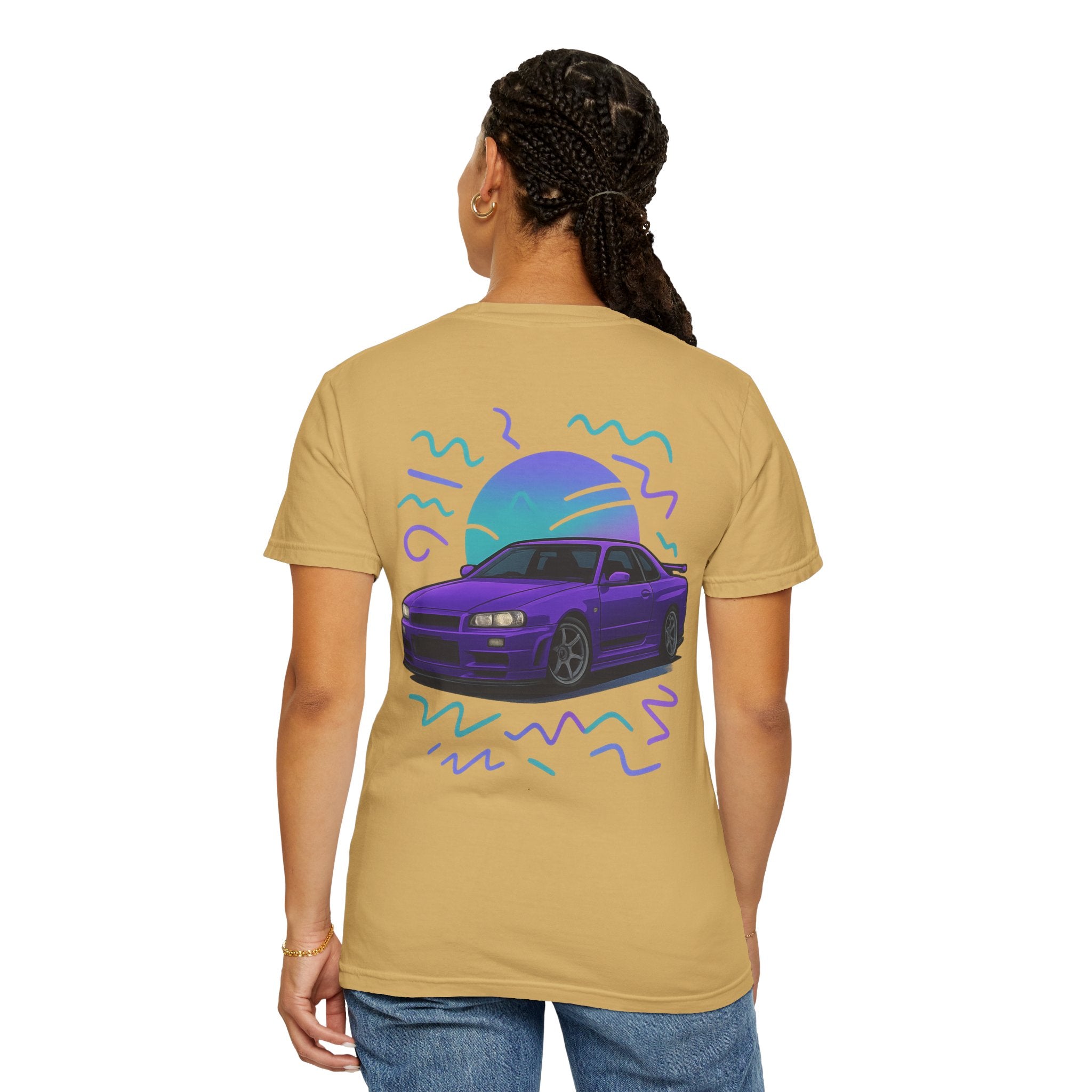 A Retro Skyline R34 T-Shirt — Purple JDM Car Graphic Tee