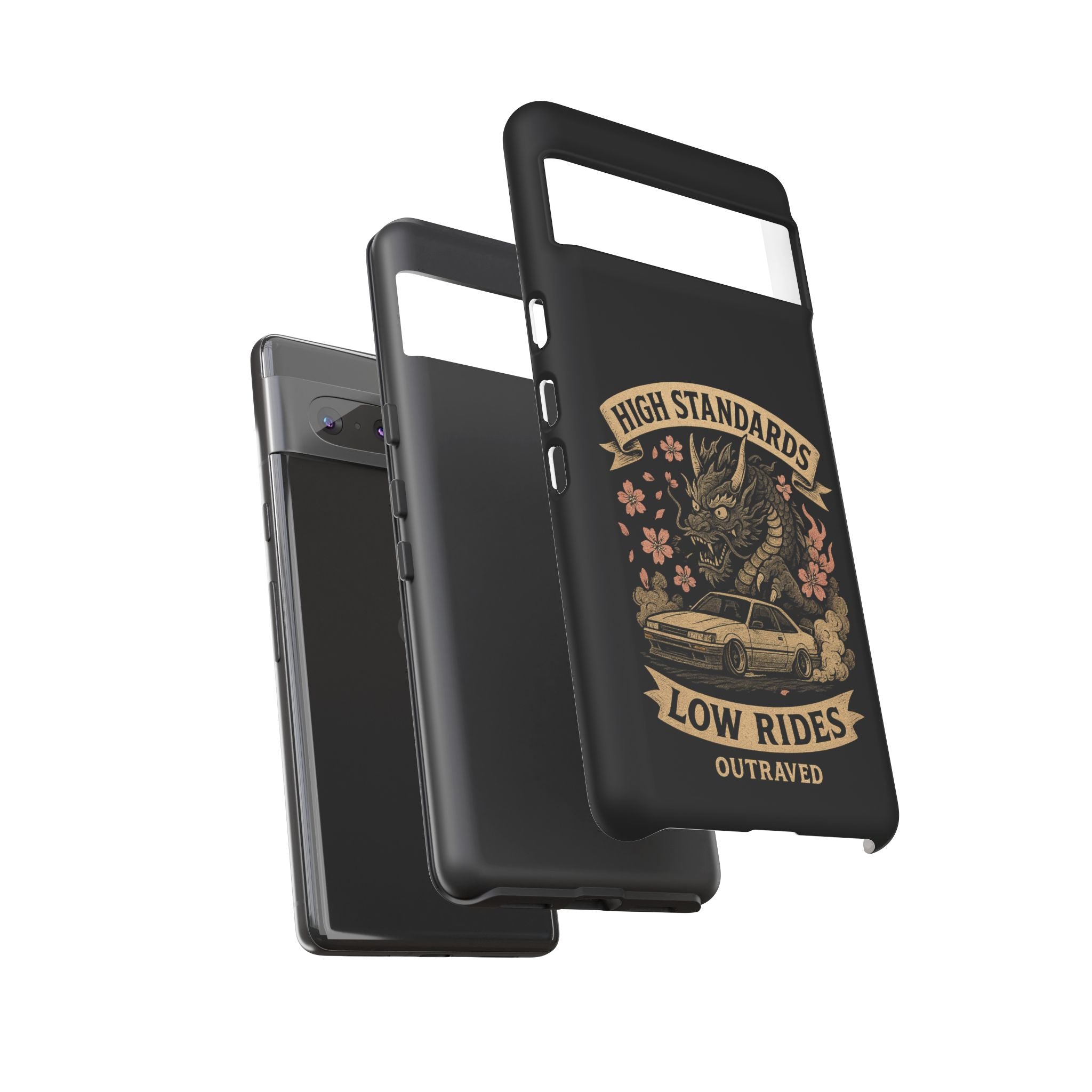Phone Case — "High Standards Low Rides" Retro Dragon Car Design