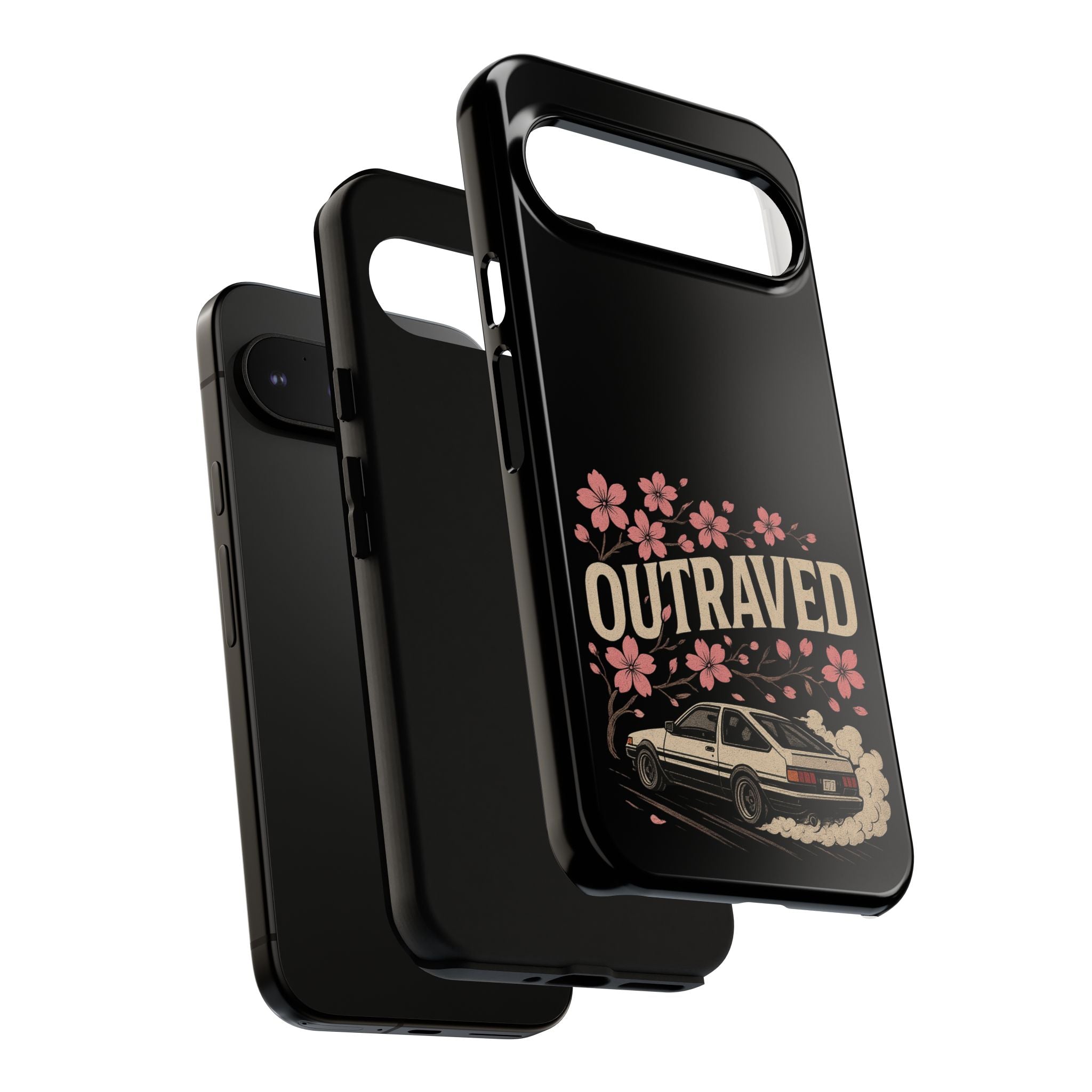 Phone Case — “Outraved” Drift Car Graphic with Cherry Blossoms