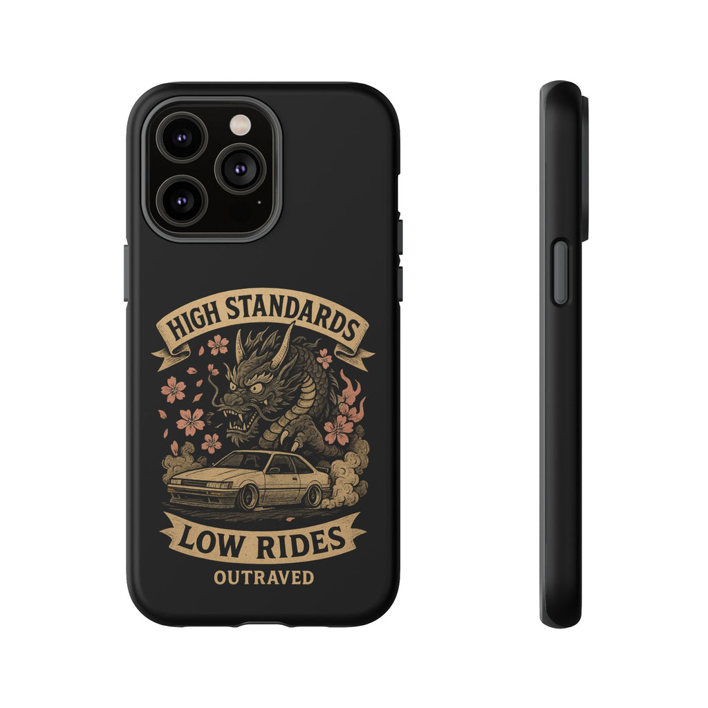 Phone Case — "High Standards Low Rides" Retro Dragon Car Design