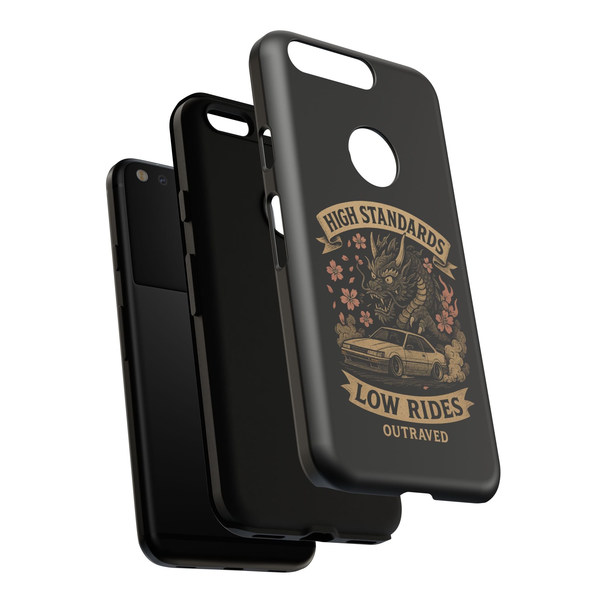 Phone Case — "High Standards Low Rides" Retro Dragon Car Design