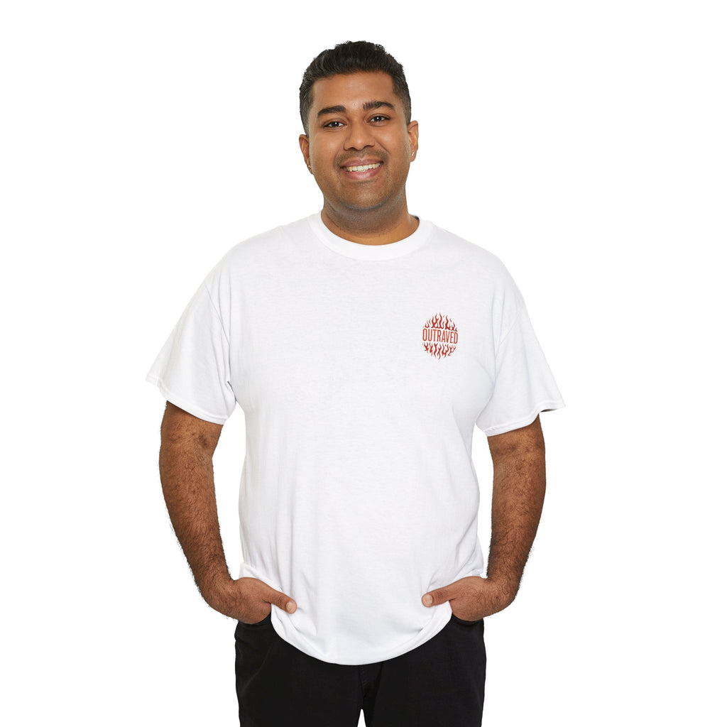 Outraved Flames Graphic Tee — Vintage Car & Woman Back Print