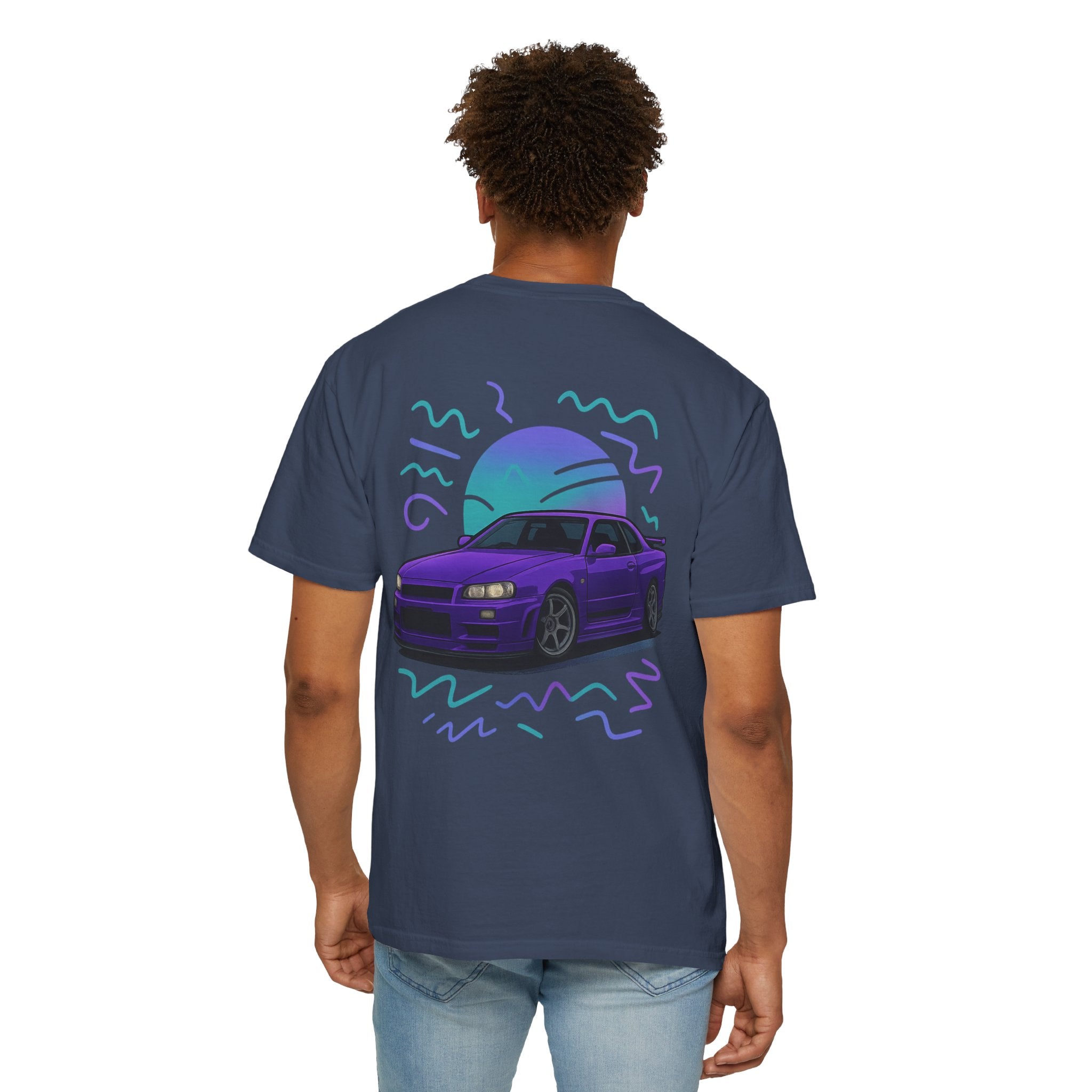 A Retro Skyline R34 T-Shirt — Purple JDM Car Graphic Tee