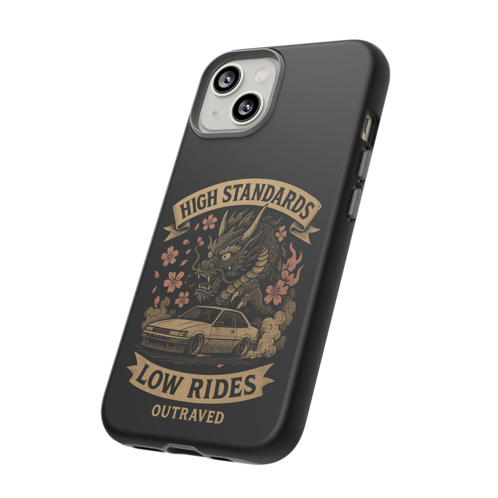 Phone Case — "High Standards Low Rides" Retro Dragon Car Design