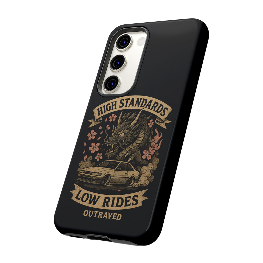 Phone Case — "High Standards Low Rides" Retro Dragon Car Design
