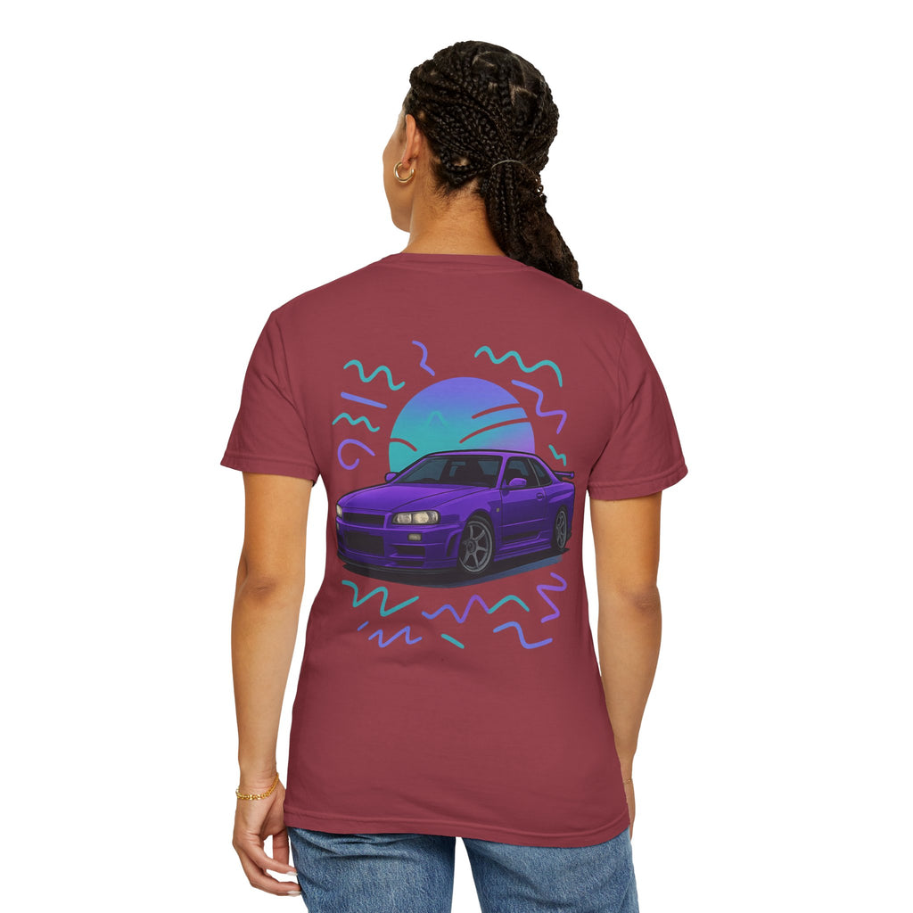 A Retro Skyline R34 T-Shirt — Purple JDM Car Graphic Tee