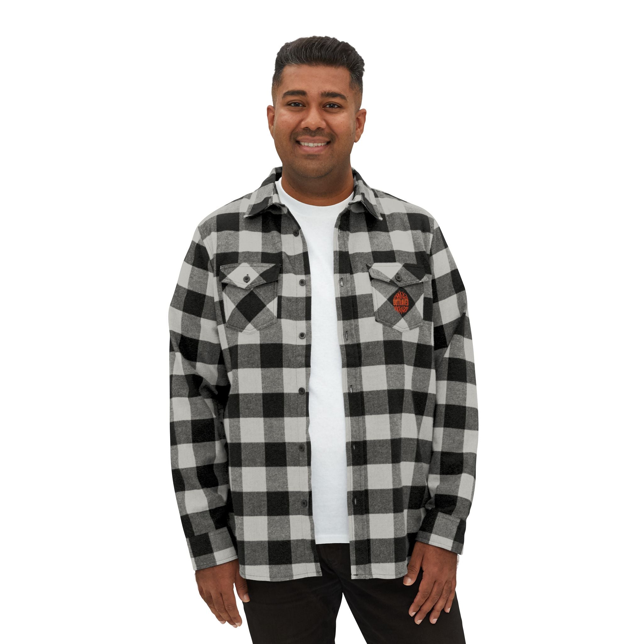 Black & White Buffalo Plaid Flannel Shirt