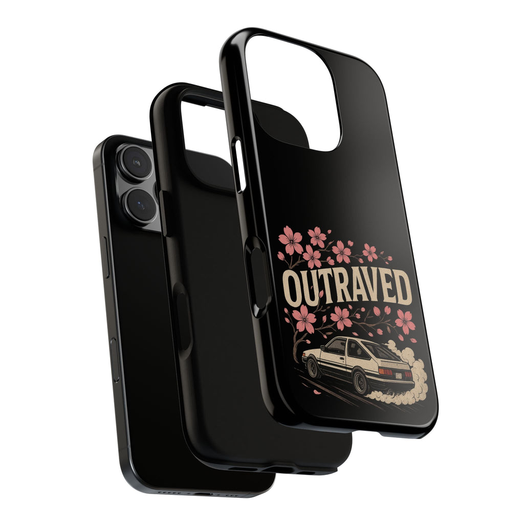 Phone Case — “Outraved” Drift Car Graphic with Cherry Blossoms
