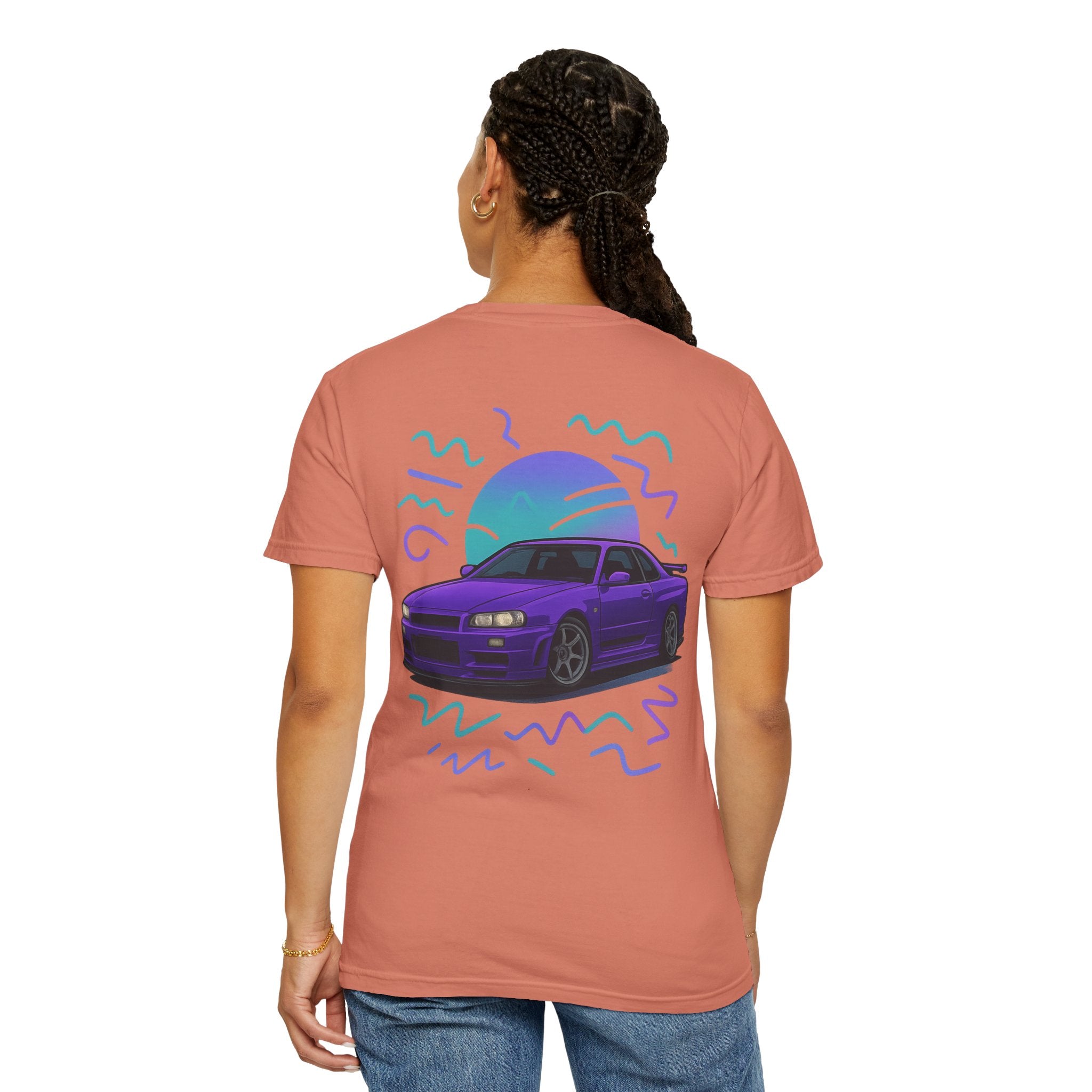 A Retro Skyline R34 T-Shirt — Purple JDM Car Graphic Tee