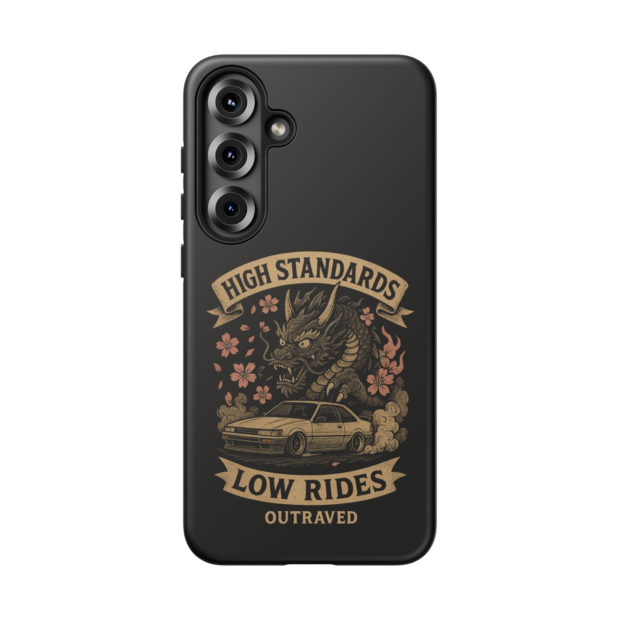 Phone Case — "High Standards Low Rides" Retro Dragon Car Design
