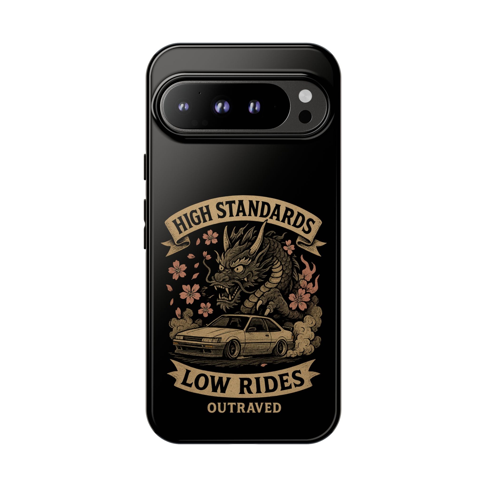 Phone Case — "High Standards Low Rides" Retro Dragon Car Design
