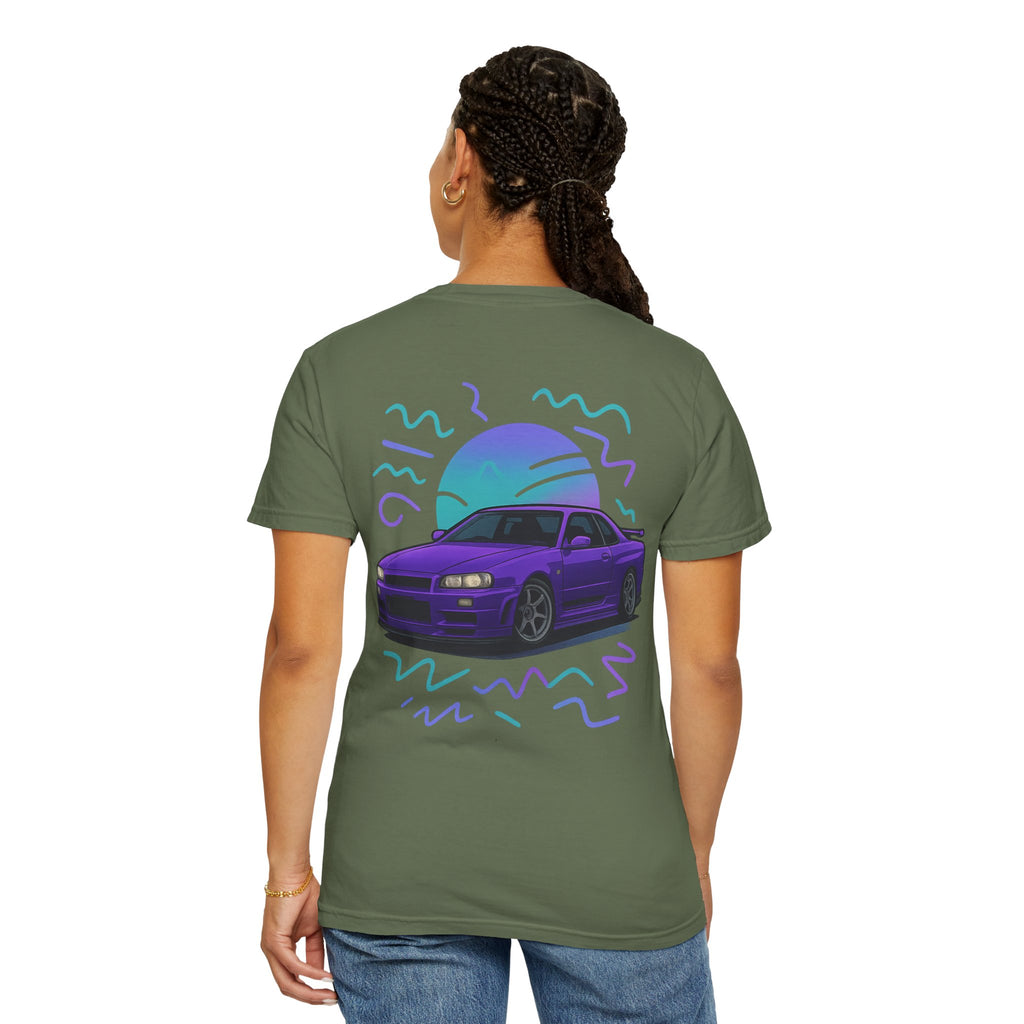 A Retro Skyline R34 T-Shirt — Purple JDM Car Graphic Tee