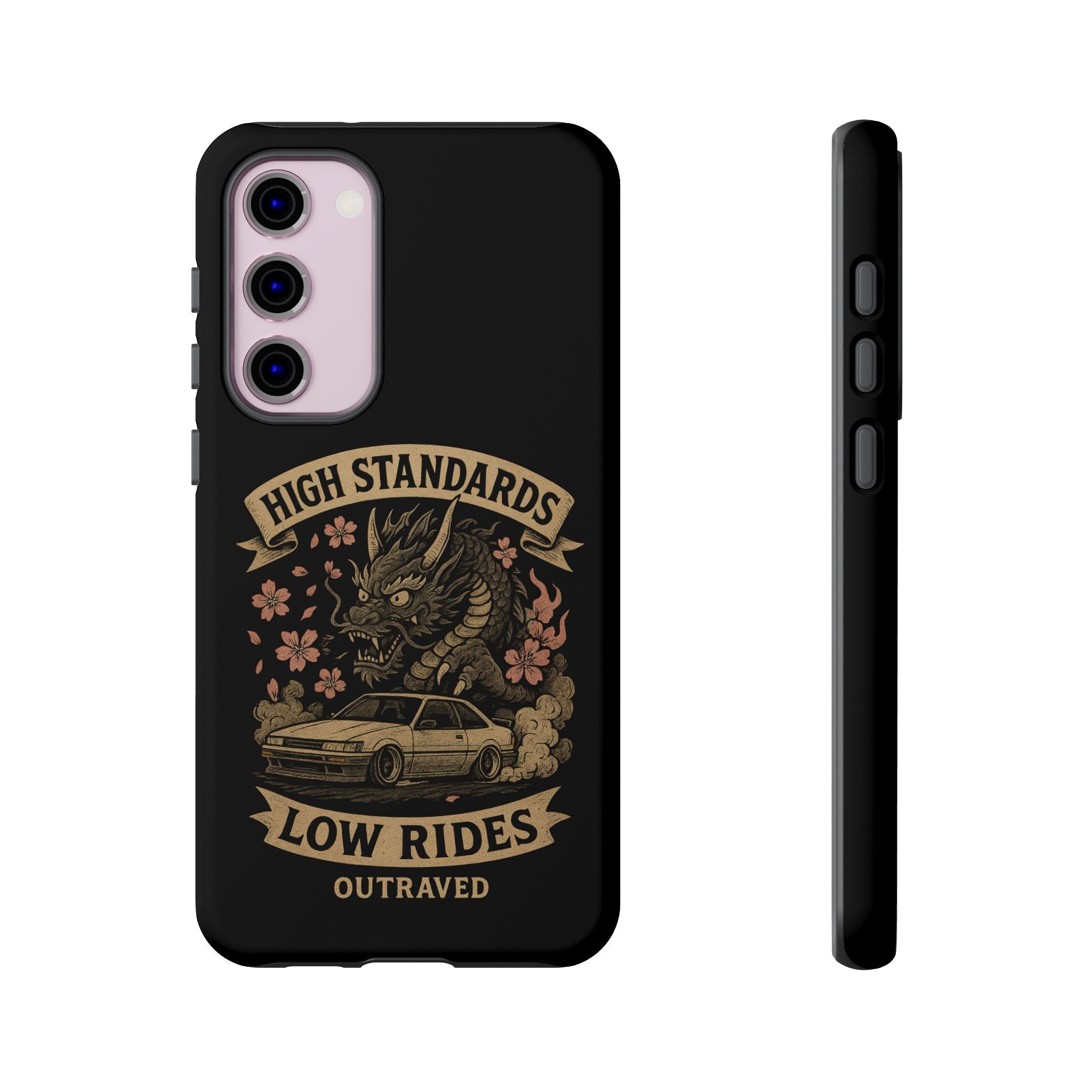 Phone Case — "High Standards Low Rides" Retro Dragon Car Design