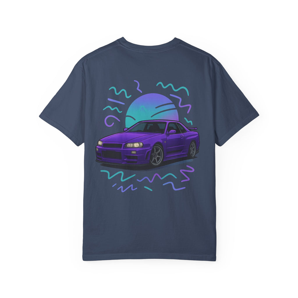 A Retro Skyline R34 T-Shirt — Purple JDM Car Graphic Tee