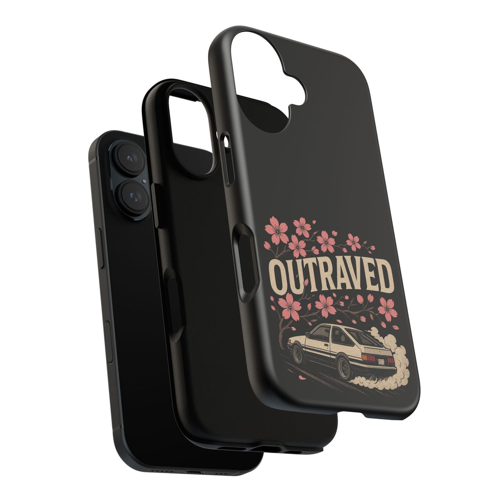 Phone Case — “Outraved” Drift Car Graphic with Cherry Blossoms
