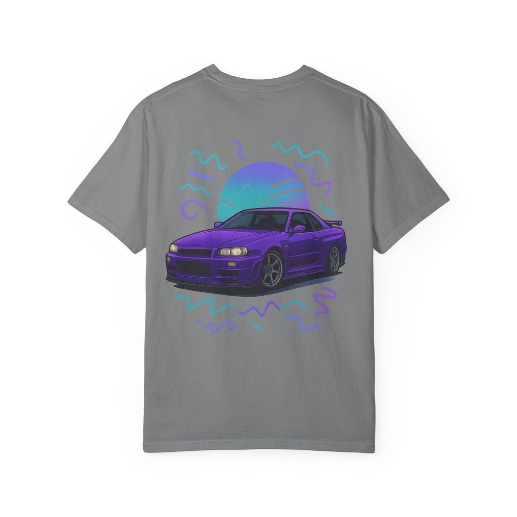 A Retro Skyline R34 T-Shirt — Purple JDM Car Graphic Tee