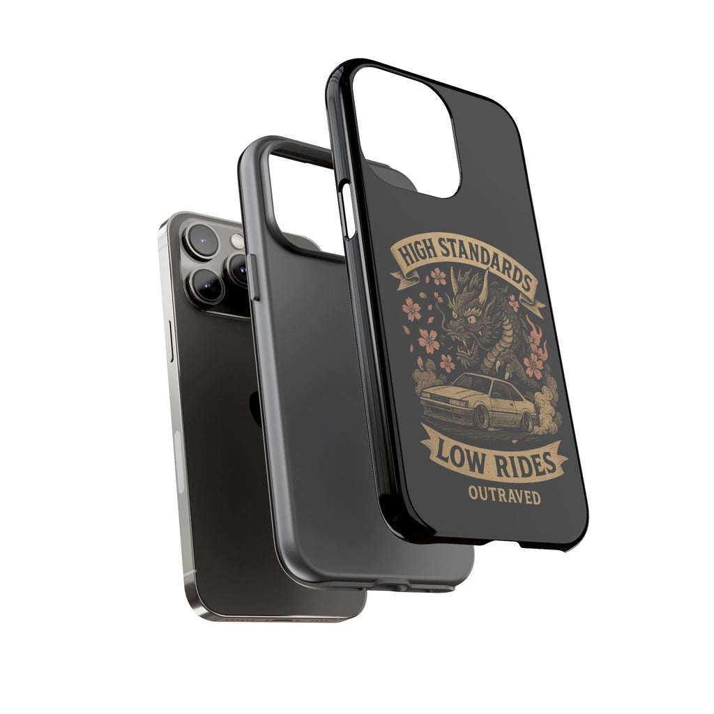 Phone Case — "High Standards Low Rides" Retro Dragon Car Design