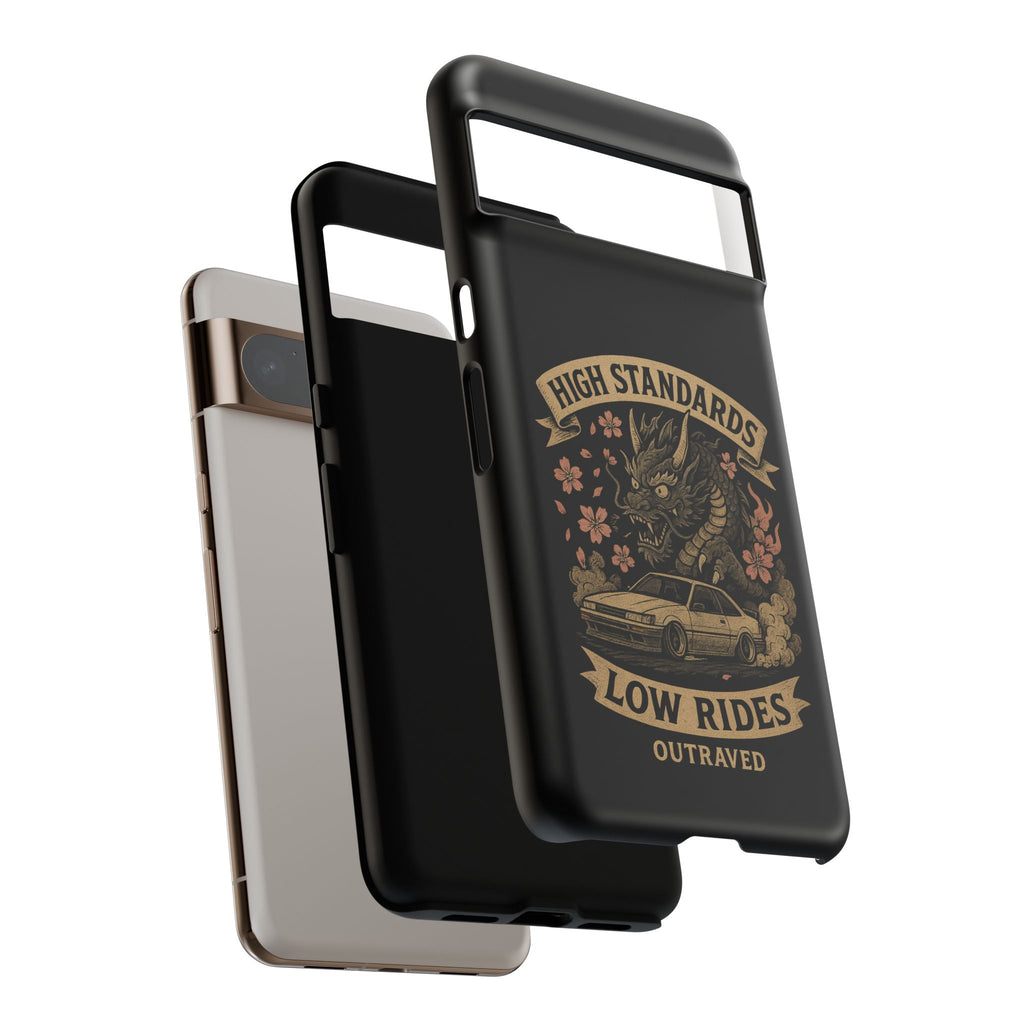 Phone Case — "High Standards Low Rides" Retro Dragon Car Design