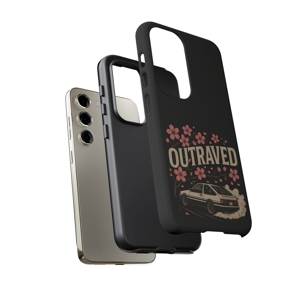 Phone Case — “Outraved” Drift Car Graphic with Cherry Blossoms