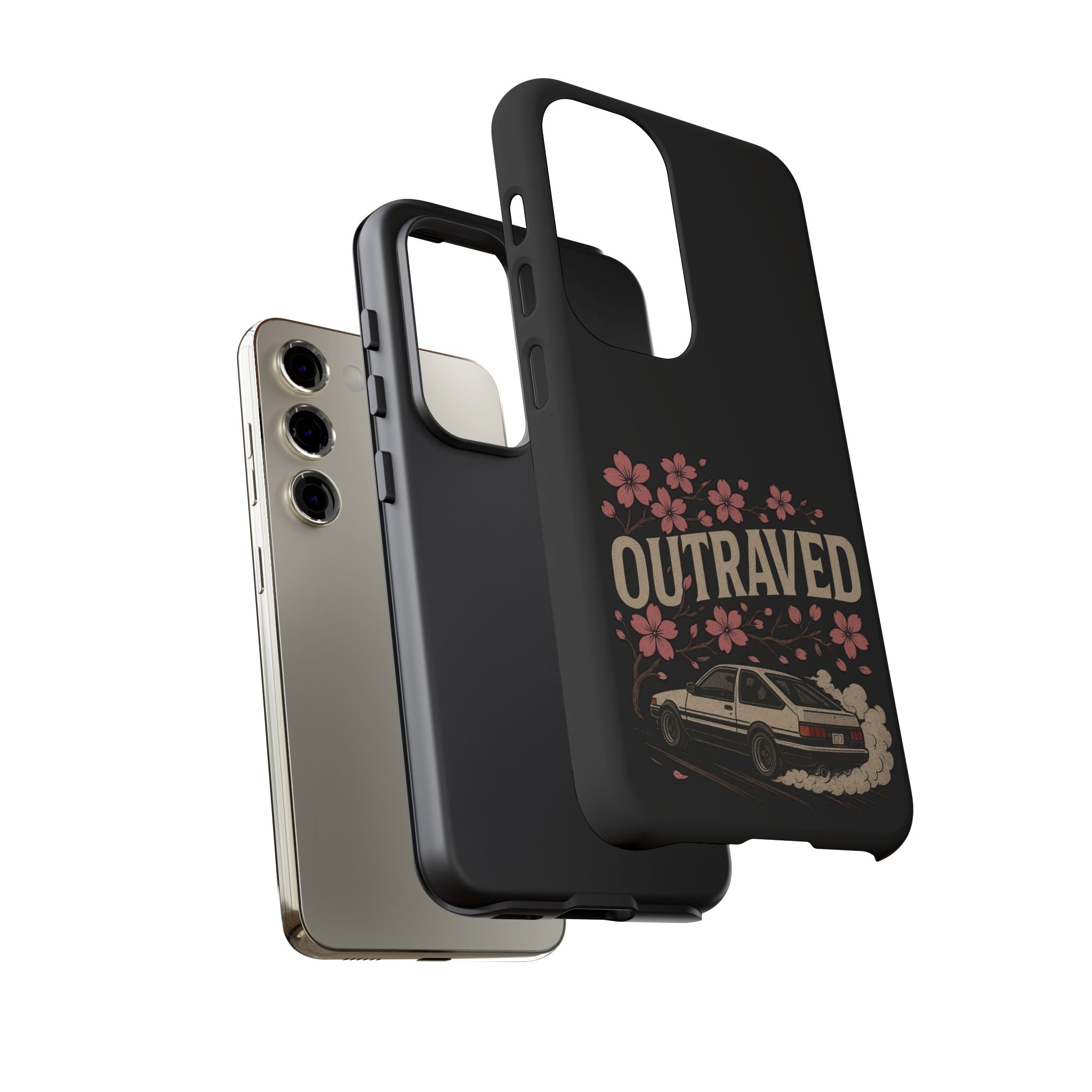 Phone Case — “Outraved” Drift Car Graphic with Cherry Blossoms