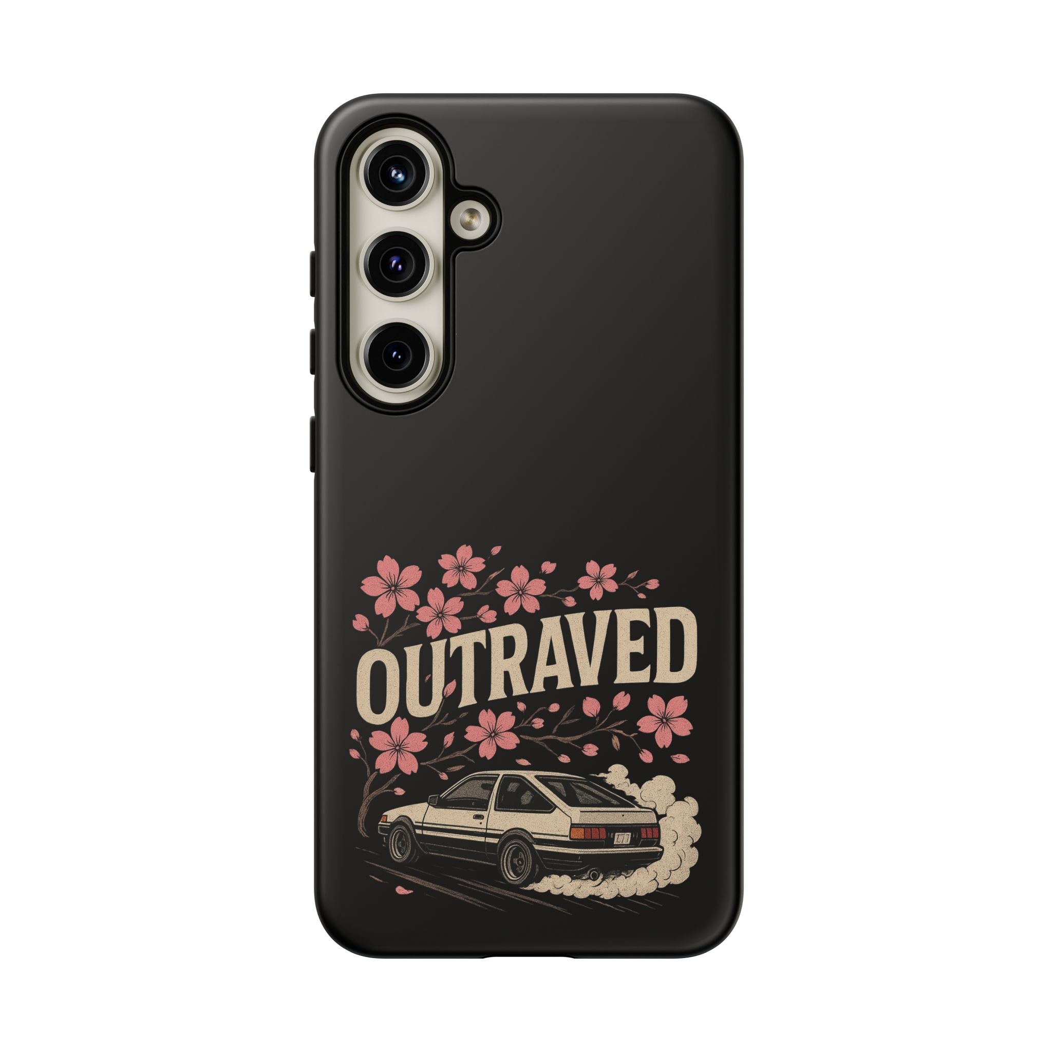 Phone Case — “Outraved” Drift Car Graphic with Cherry Blossoms