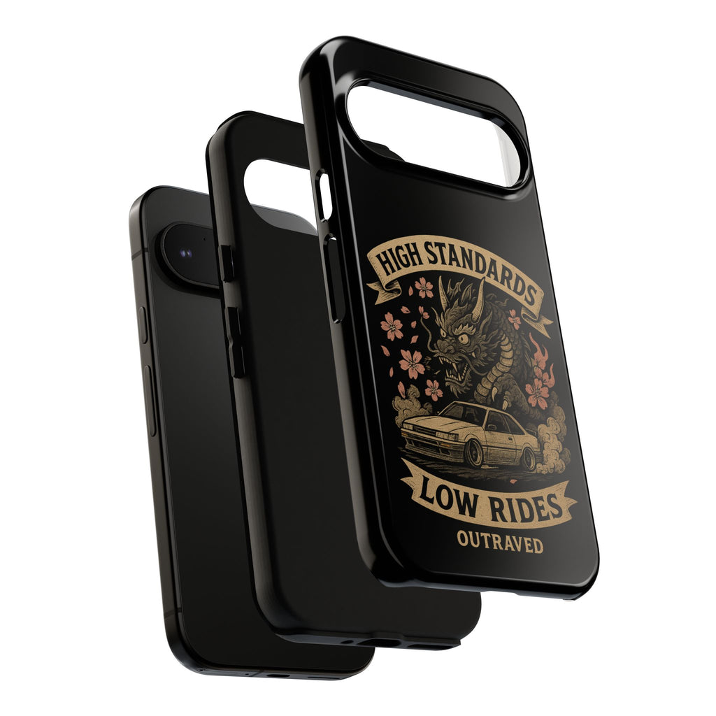 Phone Case — "High Standards Low Rides" Retro Dragon Car Design